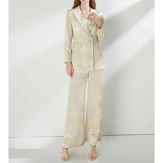 Wide Leg Pantsuit Elegant Business Wedding Formal Suit
