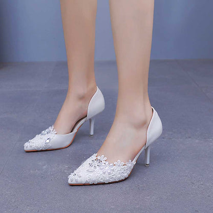 Wedding Shoes Closed Toe Mid-Heeled Bridal Shoes