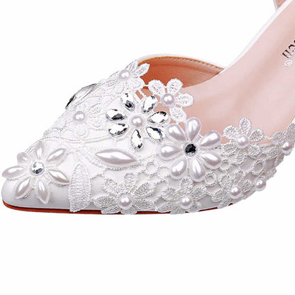 Wedding Shoes Closed Toe Mid-Heeled Bridal Shoes