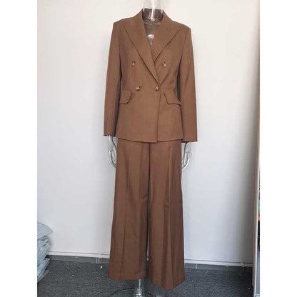 Women's Double-Breasted Pantsuit | Straight-Leg Blazer & Trousers
