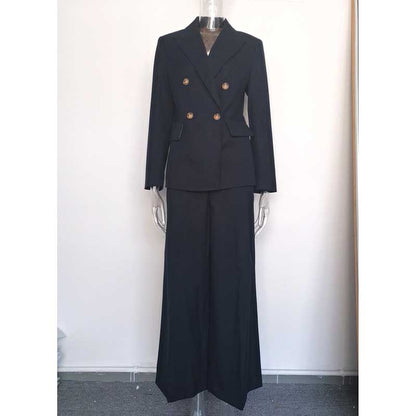 Women's Double-Breasted Pantsuit | Straight-Leg Blazer & Trousers