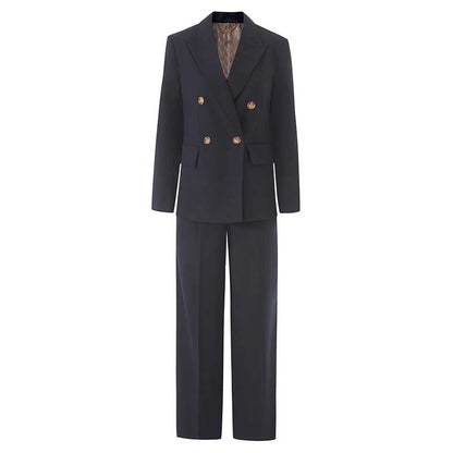 Women's Double-Breasted Pantsuit | Straight-Leg Blazer & Trousers