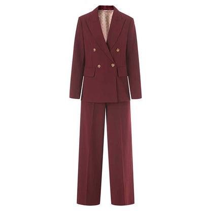 Women's Double-Breasted Pantsuit | Straight-Leg Blazer & Trousers