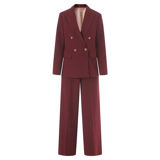 Women's Double-Breasted Pantsuit | Straight-Leg Blazer & Trousers