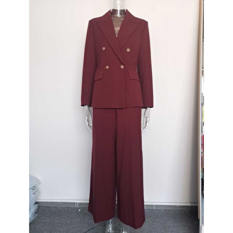 Women's Double-Breasted Pantsuit | Straight-Leg Blazer & Trousers