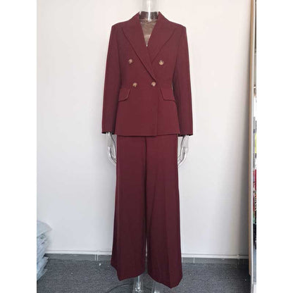 Women's Double-Breasted Pantsuit | Straight-Leg Blazer & Trousers