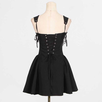 Strapless Mini Dress A Line Lace-Up Short Dress