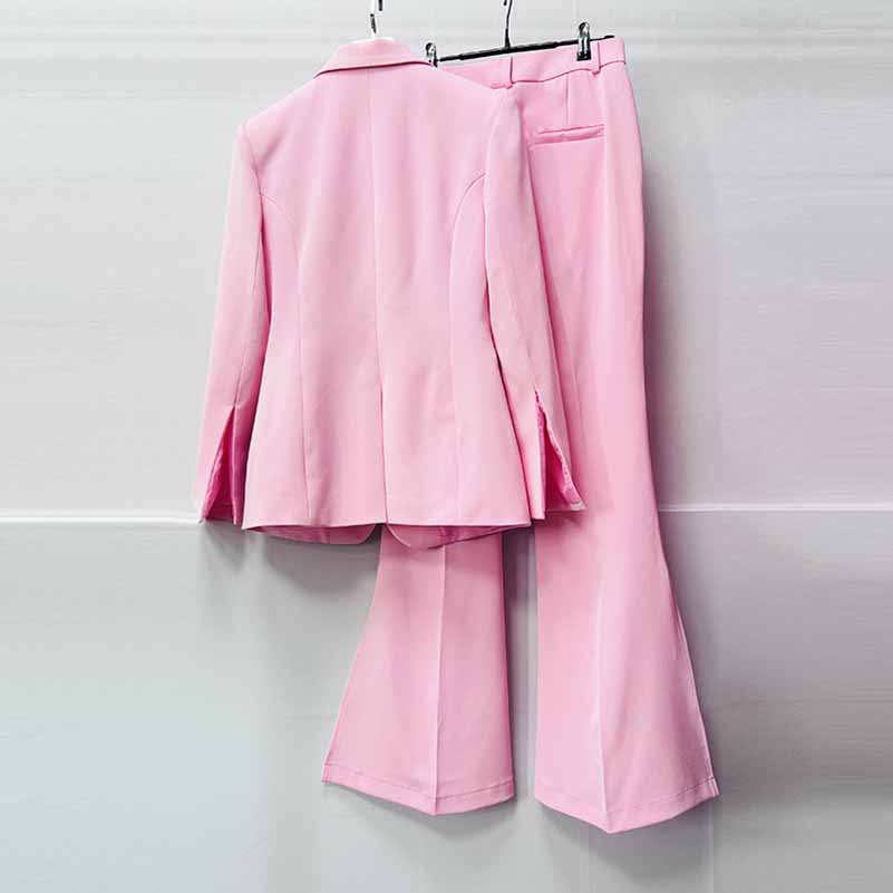 Pink Wedding Suit One Button Bell-bottoms Pantsuit Formal Outfit