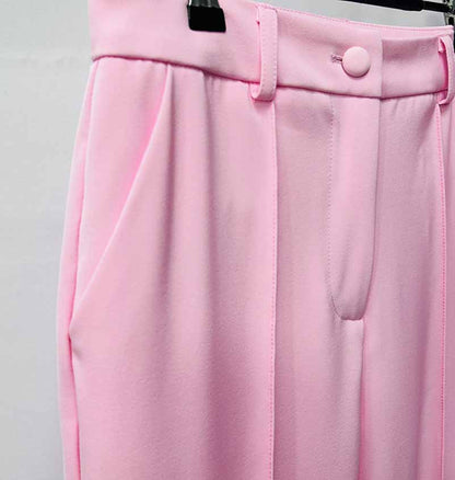Pink Wedding Suit One Button Bell-bottoms Pantsuit Formal Outfit