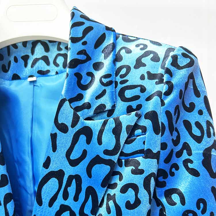 Women's Animal Print Velvet Pantsuit | Slim Fit Blazer & Trousers Set