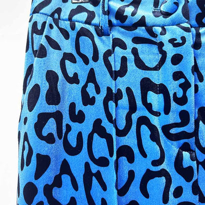 Women's Animal Print Velvet Pantsuit | Slim Fit Blazer & Trousers Set