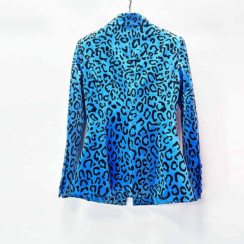 Women's Animal Print Velvet Pantsuit | Slim Fit Blazer & Trousers Set