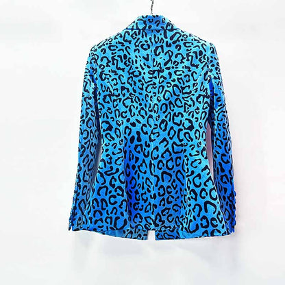 Women's Animal Print Velvet Pantsuit | Slim Fit Blazer & Trousers Set