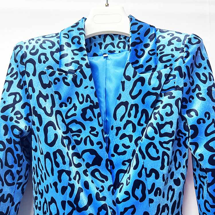 Women's Animal Print Velvet Pantsuit | Slim Fit Blazer & Trousers Set