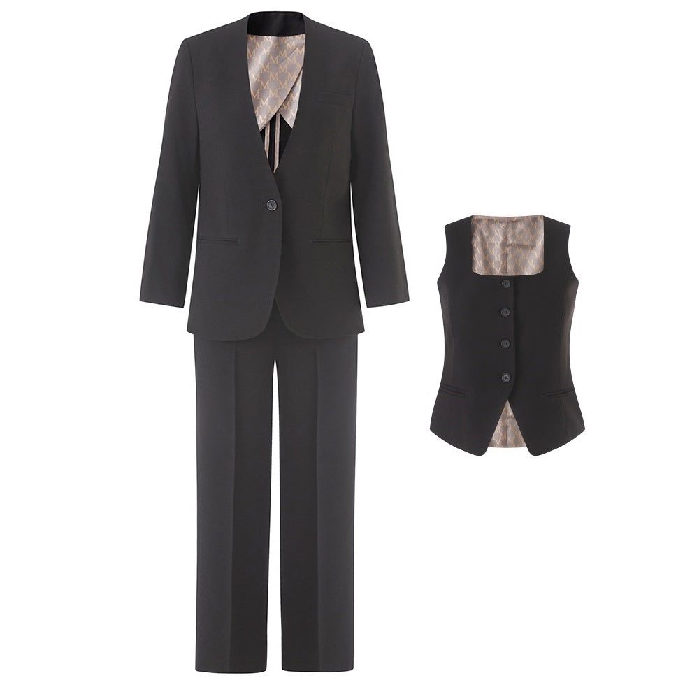 Bridal Wide-Leg Pantsuit 3-Piece Set | Vest & Blazer for Women
