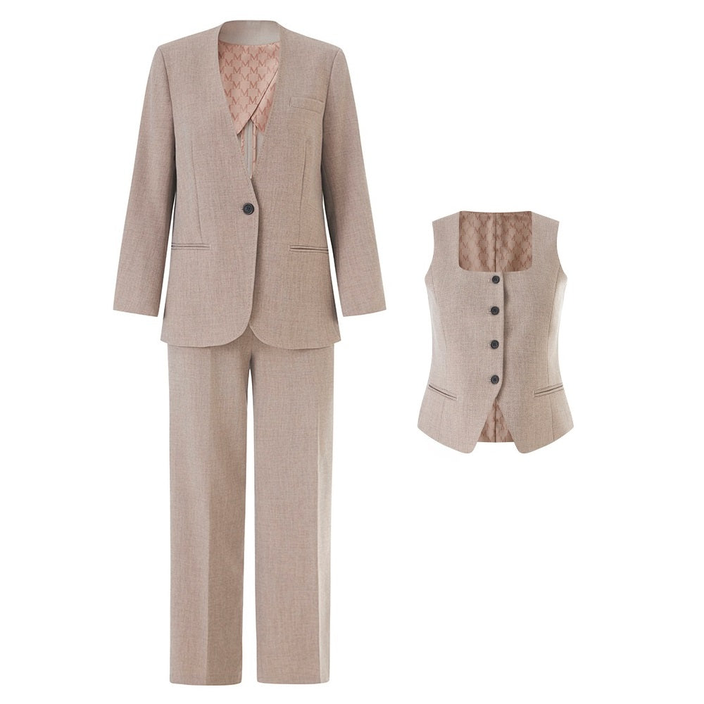 Bridal Wide-Leg Pantsuit 3-Piece Set | Vest & Blazer for Women