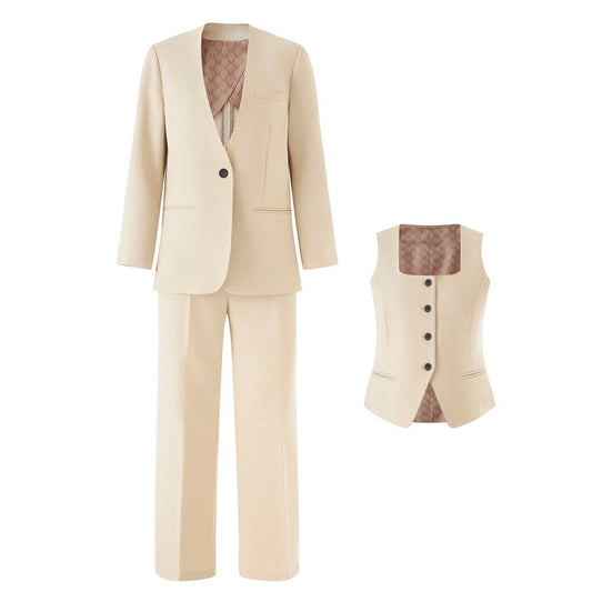Bridal Wide-Leg Pantsuit 3-Piece Set | Vest & Blazer for Women