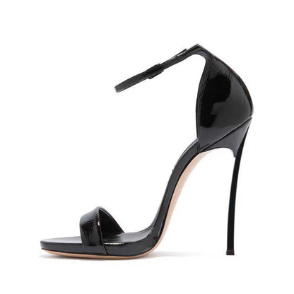 Black Heels Ankle Strappy Heeled Sandals