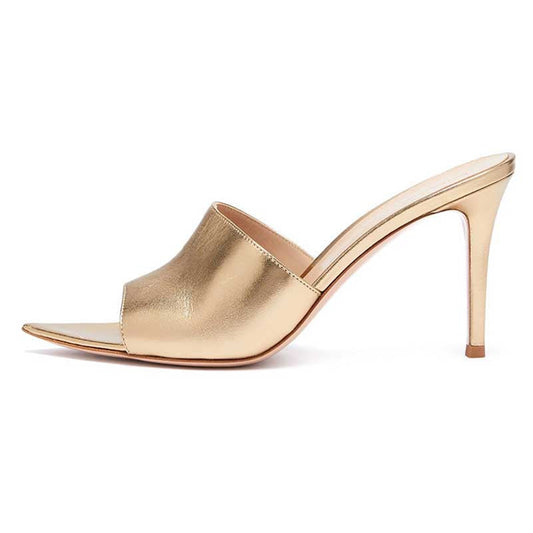 Womens High Heels Mules Peep Toe Stiletto Sandals