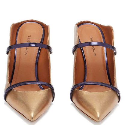 High Heeled Pumps Pointed Toe Strappy Mules Heels