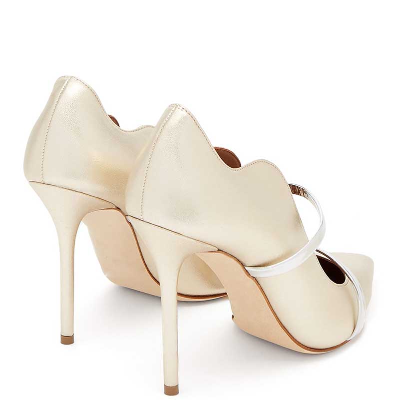 Slip-On Pumps Pointed Toe White Heels