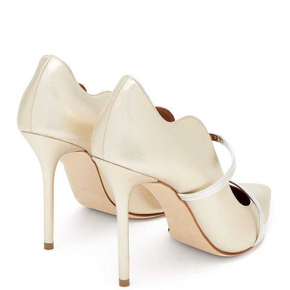 Slip-On Pumps Pointed Toe White Heels