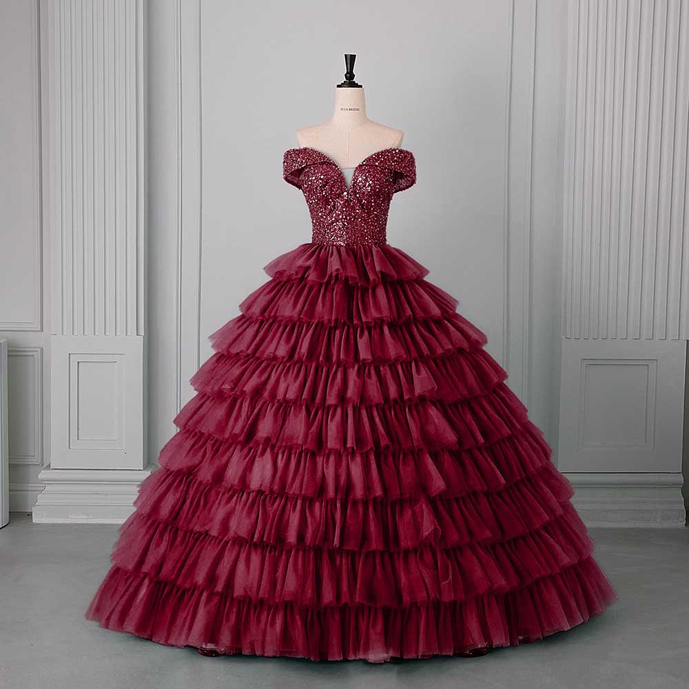 Tulle Layered Ball Gown Wedding Dress With Sweetheart Neckline