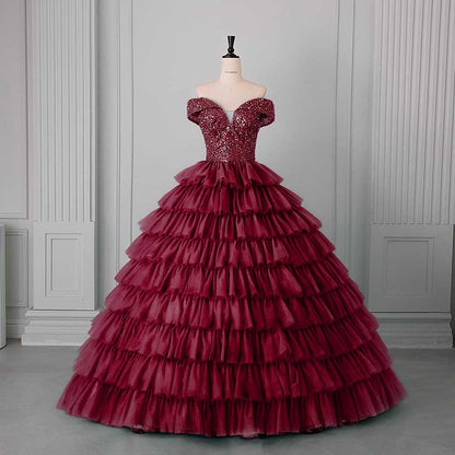 Tulle Layered Ball Gown Wedding Dress With Sweetheart Neckline