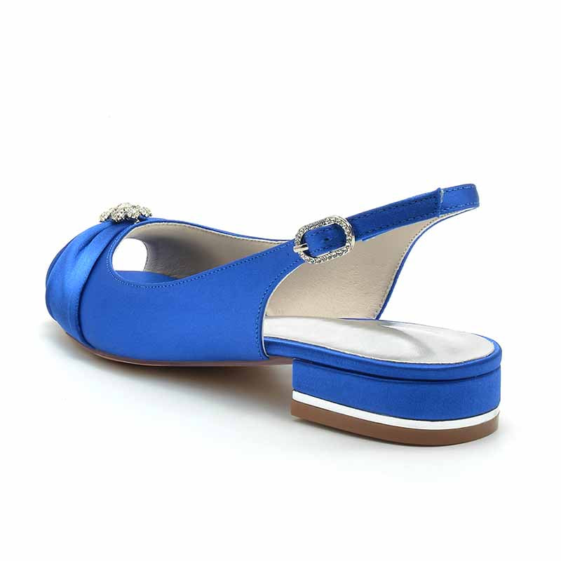 0.98" Peep Toe Slingback Bridal Shoes With Rhinestiones