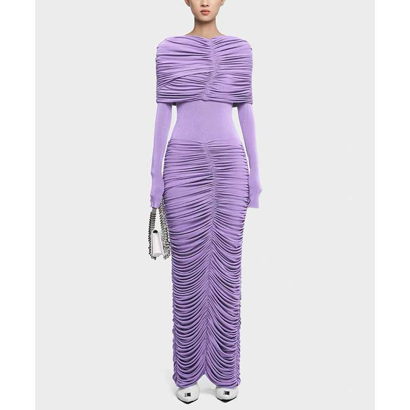 Ruch Draped Shoulder Maxi Dress Long Evening Dresses