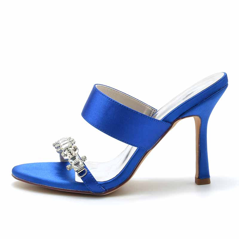 3.74" Satin Bridal Shoes Open Toe Kitten Heel Pumps