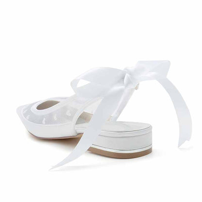 0.98" Lace-Up Back Bridal Shoes Prom Flats
