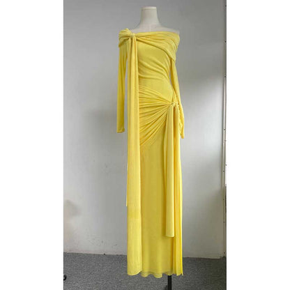 Off Shoulder Knot Detail Maxi Dress Long Evening Dress