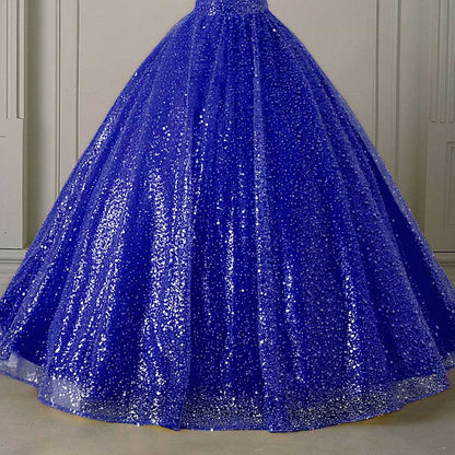 Long Sleeve Sequin Ball Gown Sparkling Dresses