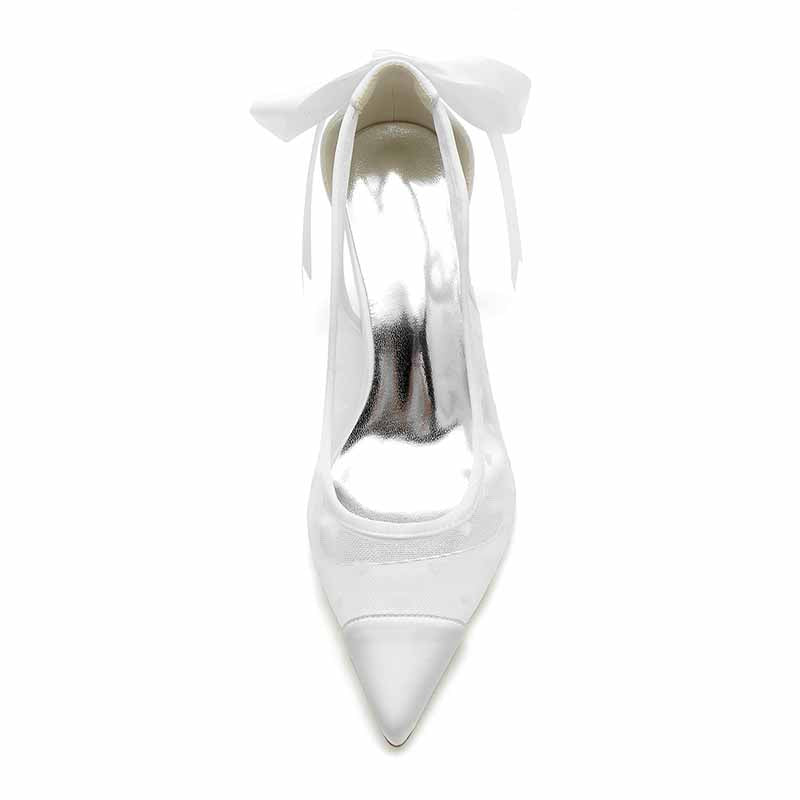 3.35" Lace-Up Back Bridal Shoes Chunky Prom Heels