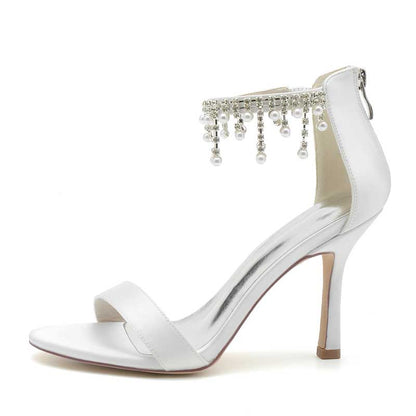 Bridal Heel 3.74" Ankle Strap Open-Toe Crystal Wedding Shoes