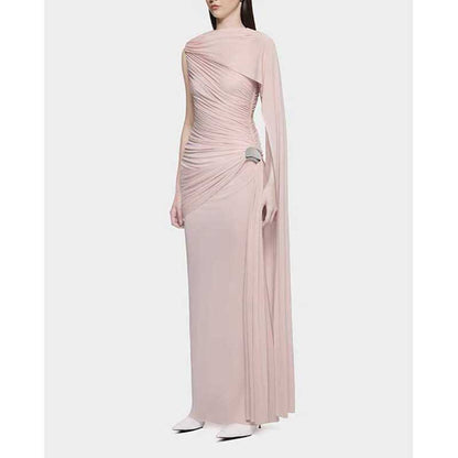 Shawl Ruched Draped Maxi Dress Long Evening Dress