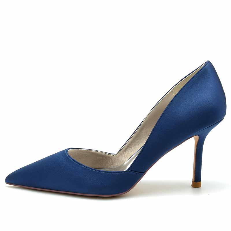 3.35" Point Toe Satin Bridal Shoes Heeled Prom Heels