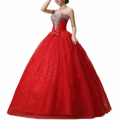 Sweetheart Simple Wedding Dresses Strapless Sparkly Bridal Gowns