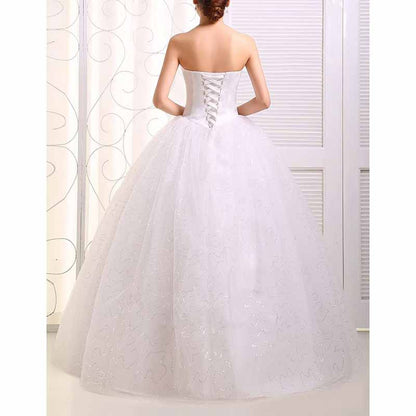 Sweetheart Simple Wedding Dresses Strapless Sparkly Bridal Gowns