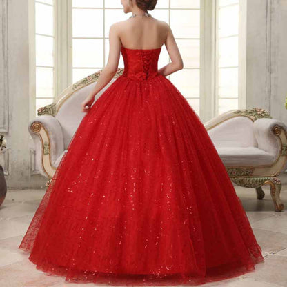 Sweetheart Simple Wedding Dresses Strapless Sparkly Bridal Gowns