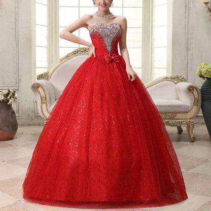 Sweetheart Simple Wedding Dresses Strapless Sparkly Bridal Gowns
