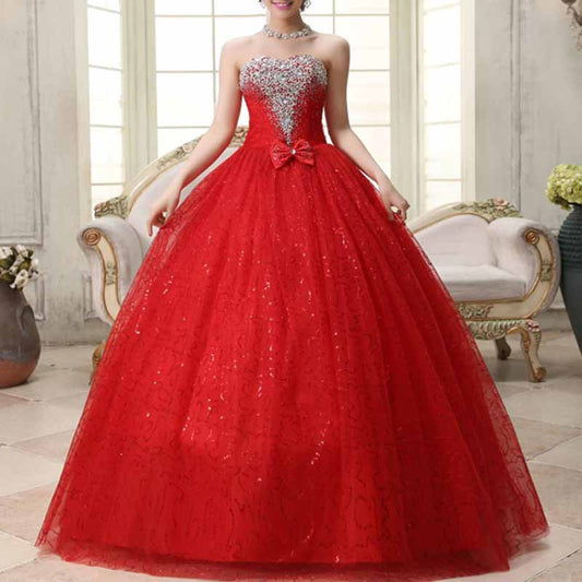Sweetheart Simple Wedding Dresses Strapless Sparkly Bridal Gowns