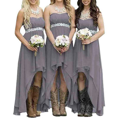 Strapless High Low Bridesmaid Dresses Wedding Party Gowns