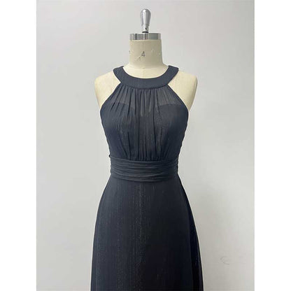 Halter Neck Wedding Guest Dress Black Long Evening Dress Maxi Prom