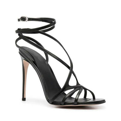 Black Stiletto Ankle Straps High Heels Dress Shoes