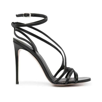 Black Stiletto Ankle Straps High Heels Dress Shoes