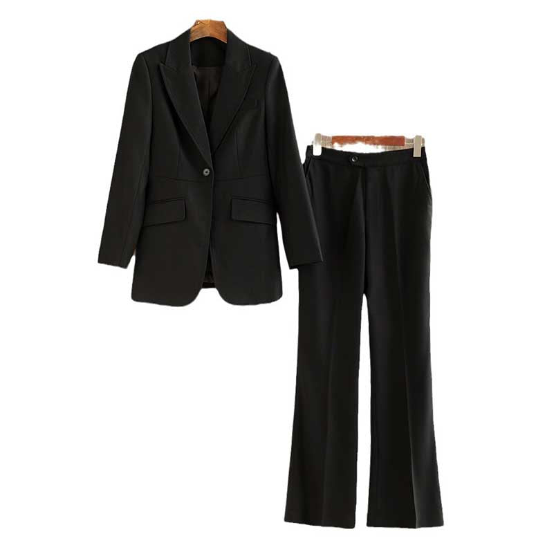 Women’s Black One-Button Blazer Pantsuit | Tailored Formal Wear