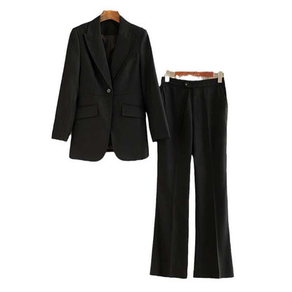 Women’s Black One-Button Blazer Pantsuit | Tailored Formal Wear