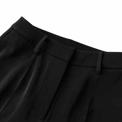 One Button Black Slim Fit Pantsuit V Neck